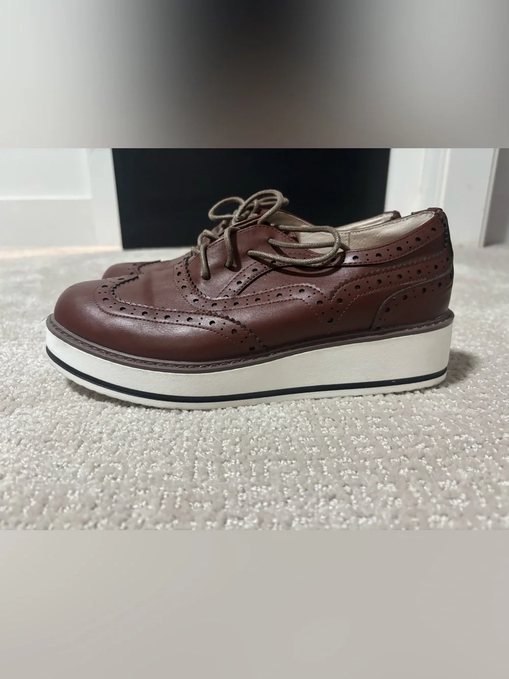 Bruno Marc Wingtip Lace-Up Platform Loafers